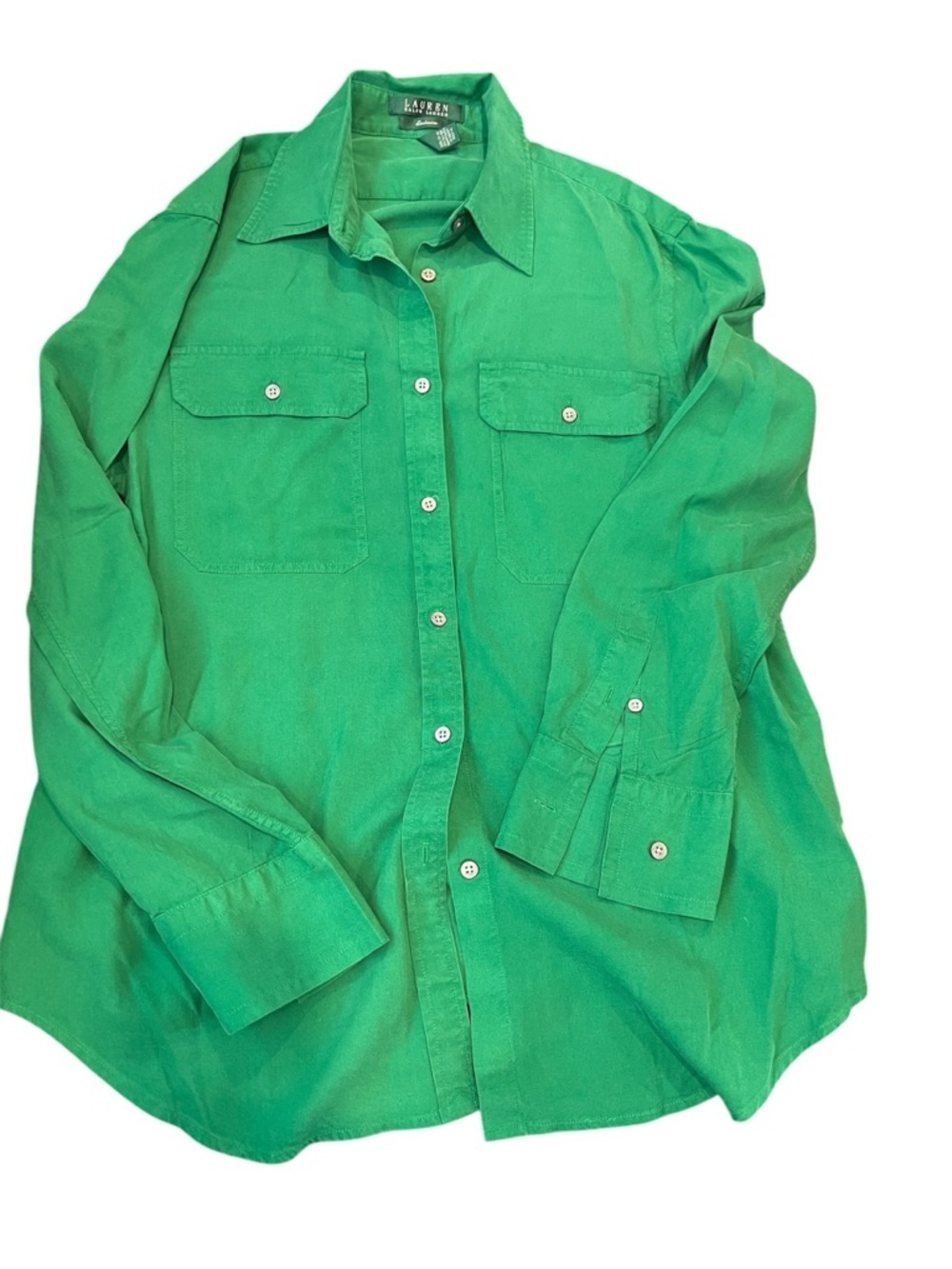 Men's Green Button-Front Long Sleeve Shirt - Picture 4 of 4